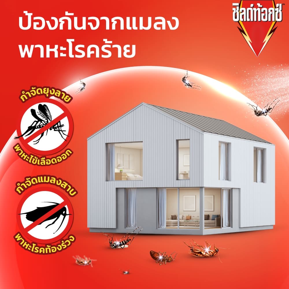 Shieldtox Spray ชิลด์ท้อกซ์ สเปรย์กำจัดยุง มด แมลงสาบ แมลง เพาเวอร์การ์ด1 600 มล. รูปที่ 4