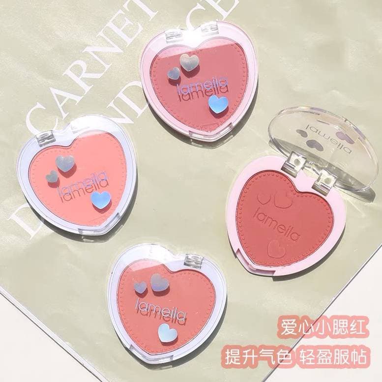 N064 ลาเมล่าบลัชออนหัวใจ เนื้อดี สีสวย บลัชออนโทนส้ม ส้มพีช ชมพูพีช รูปที่ 7