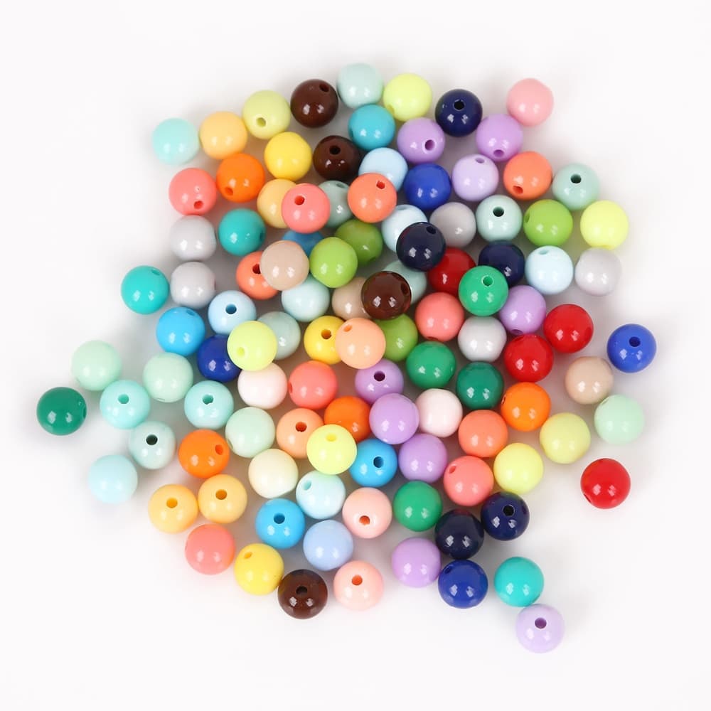 6 มม. 8 มม. 100/200 ชิ้น หลายสี ลูกปัดอะคริลิก ครอบหลวม Spacer Fit DIY เครื่องประดับสร้อยข้อมือและสร้อยคอดля мужчинและженщин รูปที่ 3