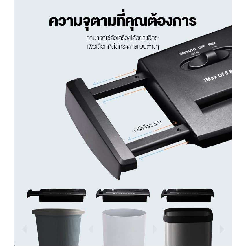 MBK เครื่องทำลายเอกสาร officeแบบไฟฟ้า สามารถทำลายกระดาษได้พร้อมกันหลายแผ่น ความจุ13 ลิตร-S606B รูปที่ 6