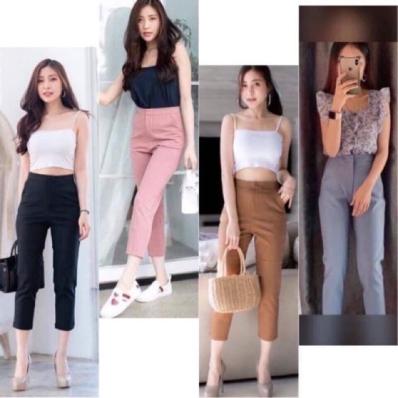 กางเกงทรงโรเชฟ 7-8ส่วน ผ้าฮานาโกะใส่ทำงานได้ รูปที่ 7
