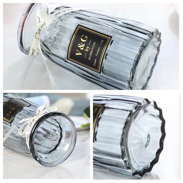 แจกันดอกไม้แก้ว vase โปร่งใสแจกันยุโรปห้องนั่งเล่นที่เรียบง่ายตกแต่ง แจกันทรงเพรช+โบว์สุดน่ารัก รูปที่ 8