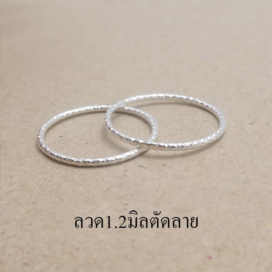 แหวนลวดตัดลาย 1 มิล, 1.2 มิล ทุบลาย เงินแท้92.5% แฟชั่น สไตล์มินิมอล เล็กๆ น่ารักๆ Major Silver รูปที่ 2