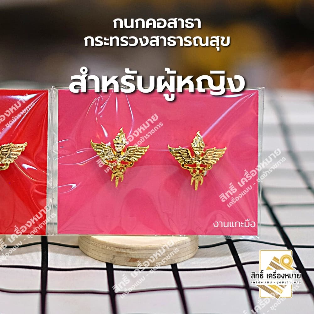 กนกคอสาธา-กระทรวงสาธารณสุข/เข็มติดปกคอเสื้อ-เครื่องหมายข้าราชการ-งานแกะมืออย่างดี รูปที่ 6
