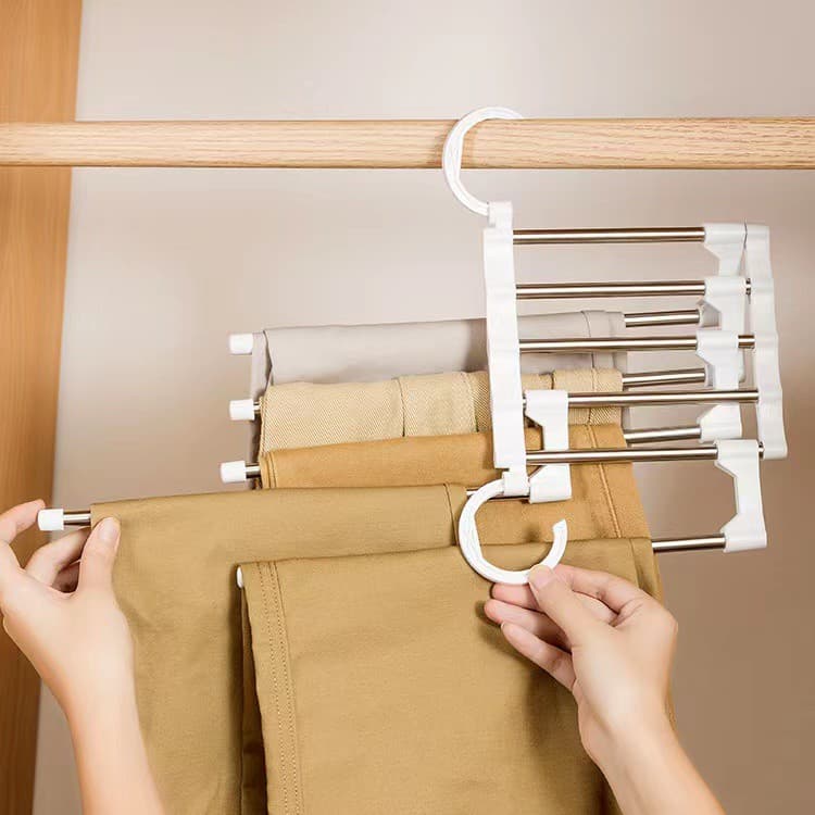 OMUDA_SHOP ไม้แขวน ไม้แขวนกางเกง 5 ชั้น ไม้แขวนสแตนเลส Pant racks stainless steel linhaomall รูปที่ 2