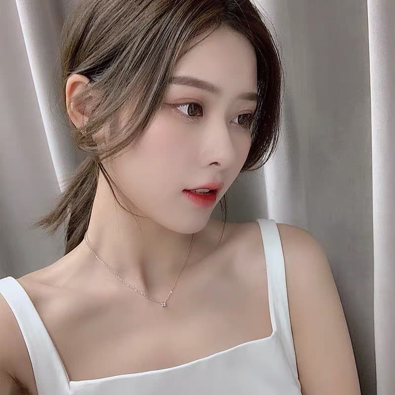 สร้อยคอโชคเกอร์ เหล็กไทเทเนียม ทองคําขาว 18K จี้เพทาย เพชรกลม ขนาดเล็ก กันน้ํา ไม่จางหาย เครื่องประดับ ของขวัญ สไตล์เกาหลี ญี่ปุ่น รูปที่ 7