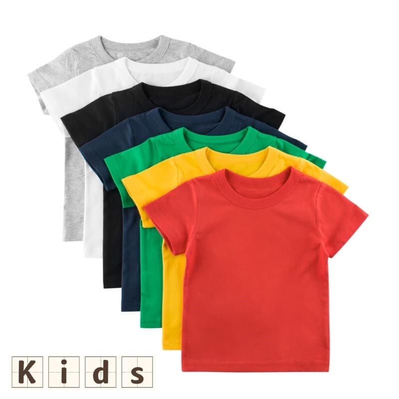 เสื้อยืดเด็กสีพื้น สไตล์ฤดูร้อน นื้อผ้าดี สำหรับเด็ก1-8ปี ts รูปที่ 1