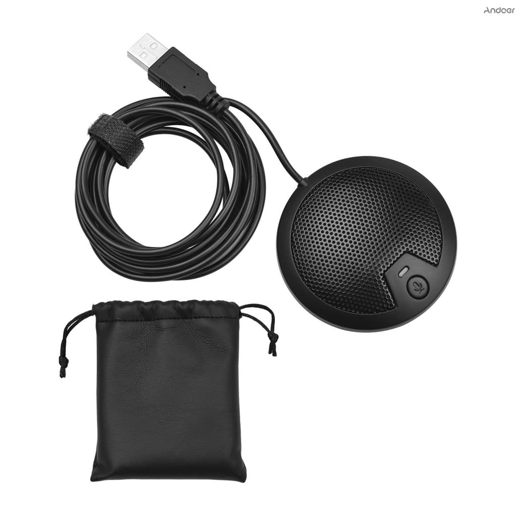 Andoer ไมโครโฟนคอนเดนเซอร์ Usb 360 องศา พร้อมสายเคเบิลยาว 2 เมตร ปลั๊ก Type-C สําหรับคอมพิวเตอร์ วิดีโอ ประชุมออนไลน์ สอน เล่นเกม บันทึกวิดีโอ รูปที่ 6