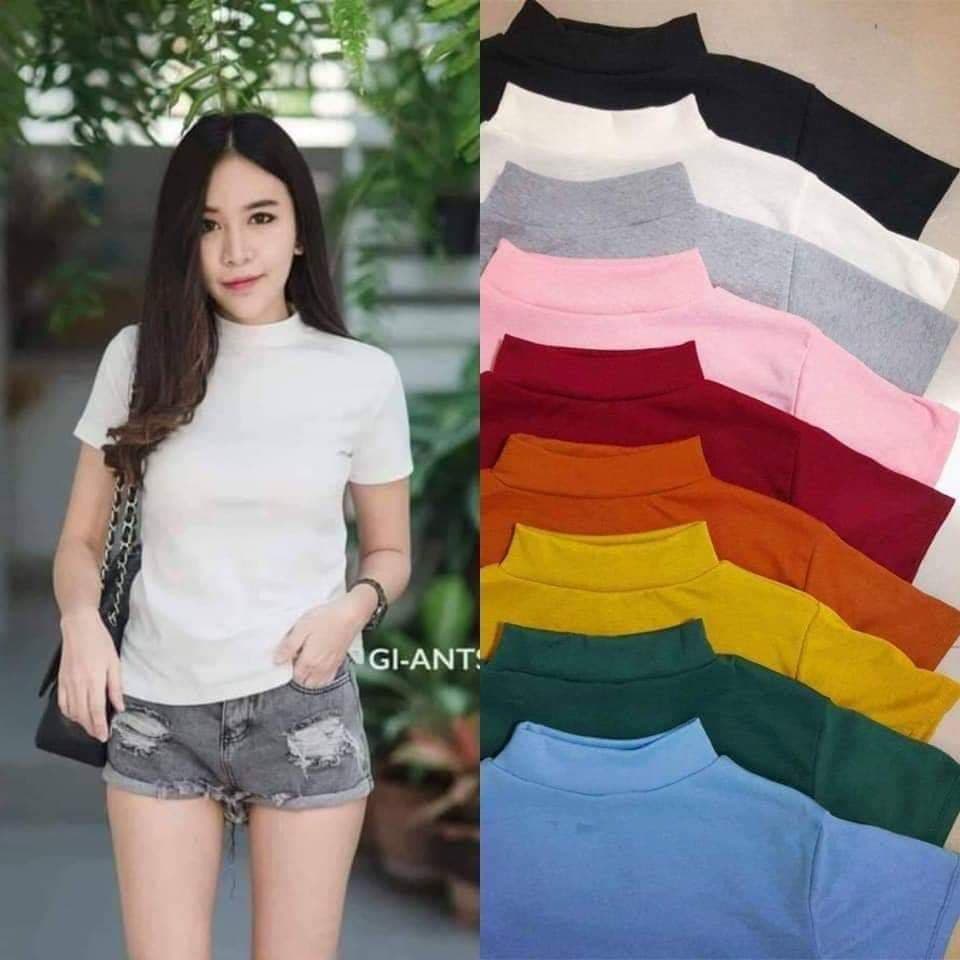 เสื้อคอเต่าแขนสั้น เต็มตัว สินค้าคุณภาพ เสื้อยืด เสื้อแฟชั่นผญ รูปที่ 1