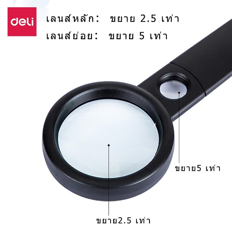 Deli แว่นขยายส่องพระ 45mm 55mm 70mm แว่นขยาย ภาพคมชัด มีด้ามจับ น้ำหนักเบา พกพาง่าย Magnifying Glass รูปที่ 2