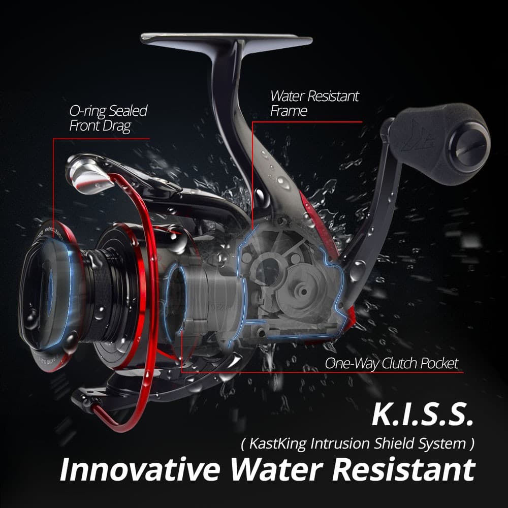 KastKing Sharky รอกตกปลาสปินนิ่ง แบบนวัตกรรมกันน้ำ แรงดึงสูงสุด 18 กก. สำหรับตกปลากะพง รูปที่ 4