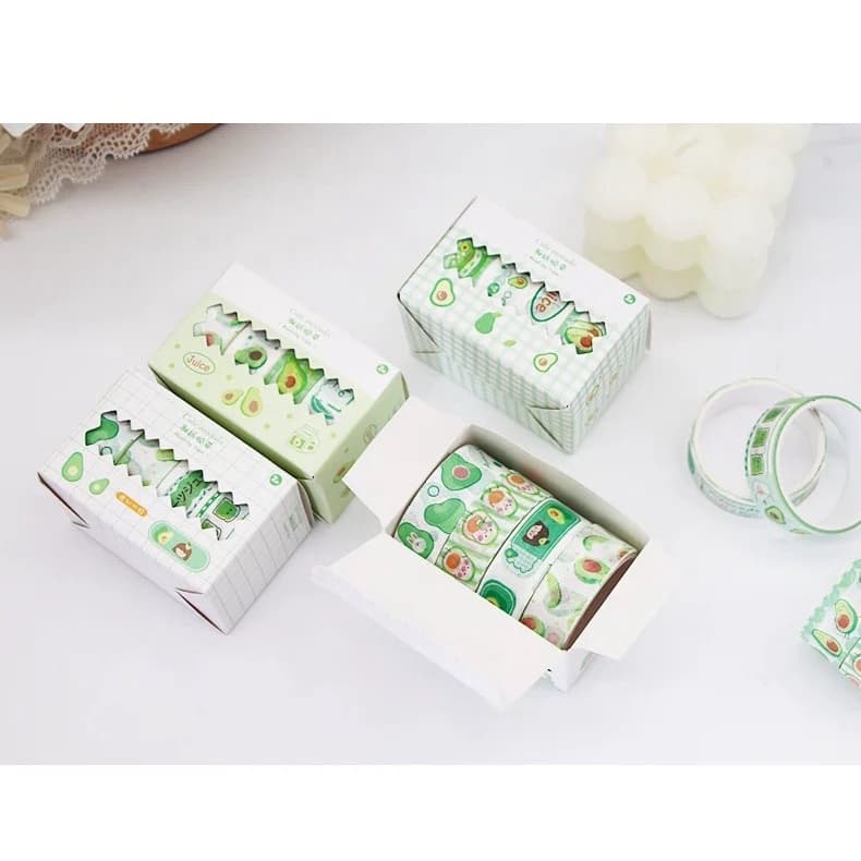 เทปตกแต่ง อะโวคาโด 4 ม้วน วาชิเทป DIY กล่อง ตกแต่ง ไดอารี่ สติ๊กเกอร์ เทป สติกเกอร์ เทปกระดาษ Washi tape เครื่องเขียน รูปที่ 8