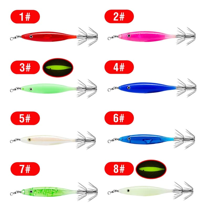 เหยื่อตกปลาหมึกเรืองแสงในที่มืด พลาสติกแข็ง 3D 8 สี 6 ซม. 5 กรัม 1 ชิ้น รูปที่ 3