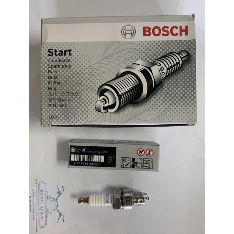 BOSCH หัวเทียน 2 จังหวะเกลียวสั้น แท้ 100% Y80 Y100/111 Belle.100-R ALFA FR80 A80 A100 RC80/100/110 Crystal รูปที่ 2