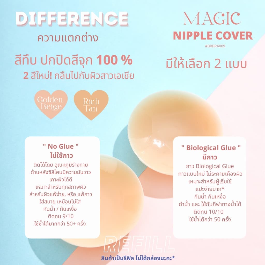 Refill * BB Magic Nipple Cover รีฟีล ซิลิโคนปิดจุก " ปิดสีจุก 100% " มีกาว และ ไม่มีกาว รูปที่ 5