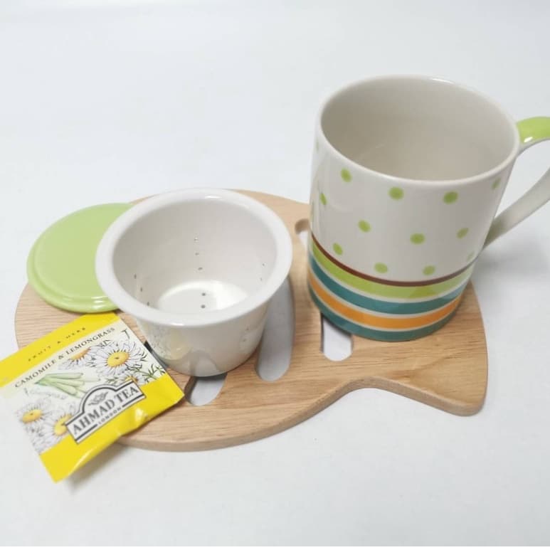 INDRA CERAMIC แก้วกรองชา 13 ออนซ์ พร้อมฝาปิด เซรามิกเข้าไมโครเวฟได้ รูปที่ 3