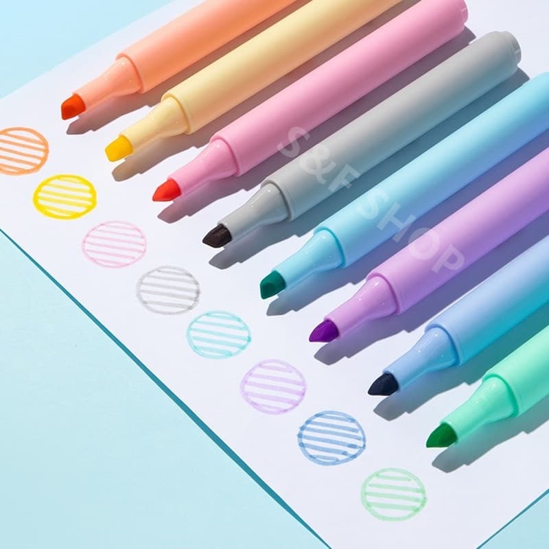 ปากกาไฮไลท์ 8สี โทนสีพาสเทล chosch รุ่นCS-H716 แบบแพ็ค ขนาด1-4mm #เน้นข้อความ #ปากกาเน้นข้อคว#school #office รูปที่ 4