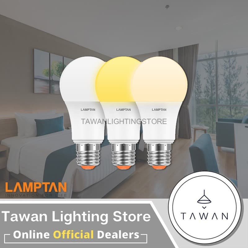 Lamptan หลอดไฟแอลอีดี 3สีหลอดไฟ 3สเต็ป 9วัตต์ LED Bulb Color Switch Option 9W เปลี่ยนแสงไฟด้วยการกดสวิตซ์ รูปที่ 3