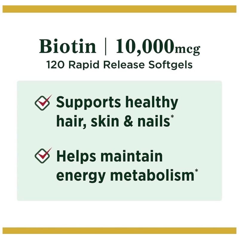 Nature's Bounty Biotin 10,000 mcg 120Softgels บำรุงสุขภาพผม ผิวหนัง และเล็บ* รูปที่ 6