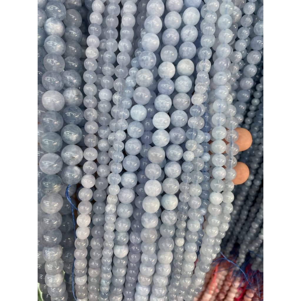ลูกปัดหินอความารีนธรรมชาติ สีฟ้า 4 6 8 10 12 มม. สําหรับทําเครื่องประดับ สร้อยข้อมือ Diy รูปที่ 5