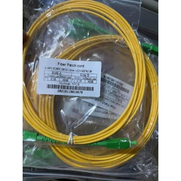 Fiber Patch Cord ยาว 3 เมตร เหลืองหัวเขียว-เขียว