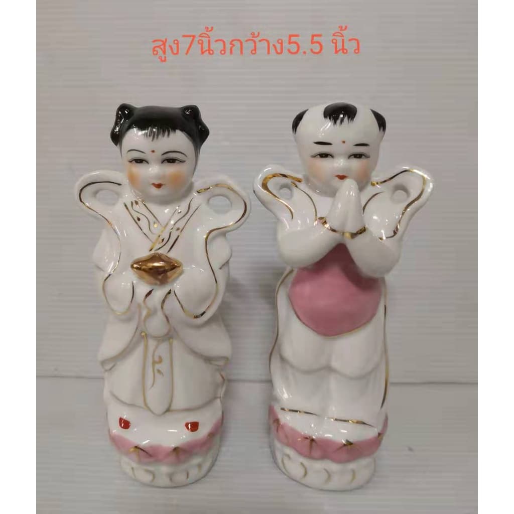 กิมท้ง เง็กนึ่ง เด็กคู่ บริวารเจ้าแม่กวนอิม ศิษย์เจ้าแม่กวนอิม พระโพธิสัตว์ กระเบื้อง สูง 4 / 6 / 7 / 8 / 10 นิ้ว รูปที่ 7