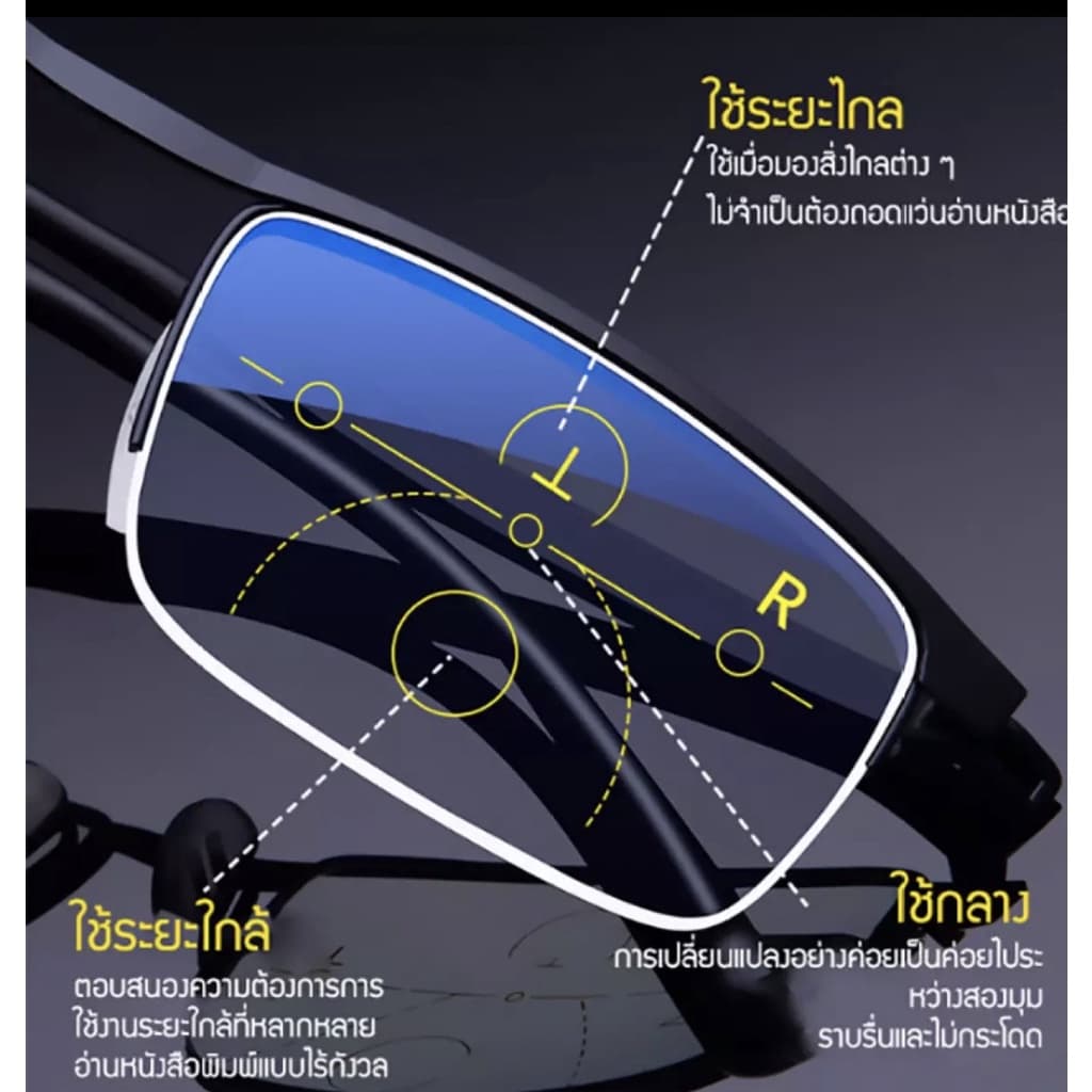 D8820แว่นอ่านหนังสือมัลติโฟกัสแบบโปรเกรสซีฟ ออกเเดดเปสี่ยนสี แว่นสายตายาวมองใกล้ มองไกล แว่นกรองแสงสีฟ้า รูปที่ 4
