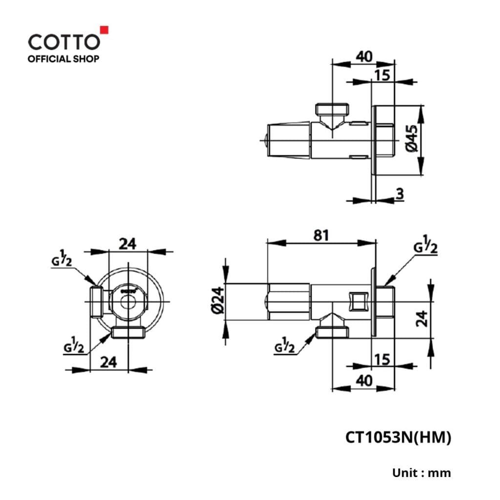 COTTO วาล์วเปิด-ปิดน้ำขนาดเล็ก รุ่น CT1053N STOP VALVE รูปที่ 4