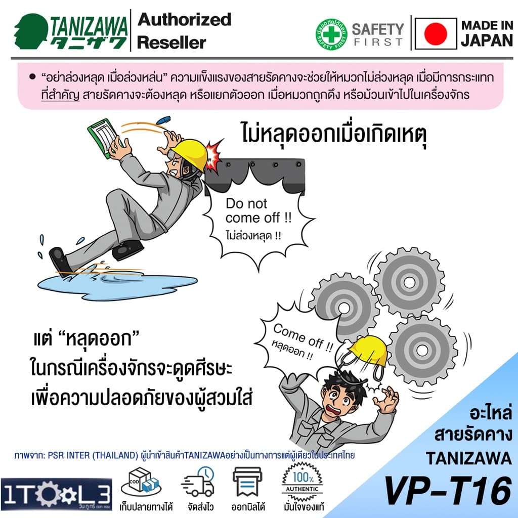 อะไหล่สายรัดคาง สำหรับหมวก TANIZAWA รุ่น VP-T16 「あご紐＋耳紐」 รูปที่ 5