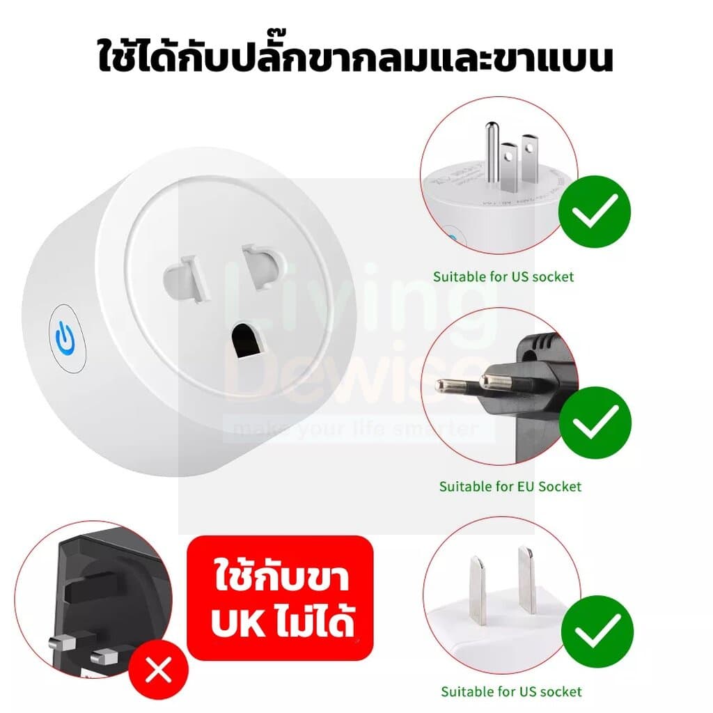 Tuya สมาร์ทปลั๊ก Wi-Fi เปิดปิด ตั้งเวลาผ่านแอป มีรุ่นวัดพลังงานได้และไม่ได้ รองรับ Google Home/Alexa รูปที่ 6