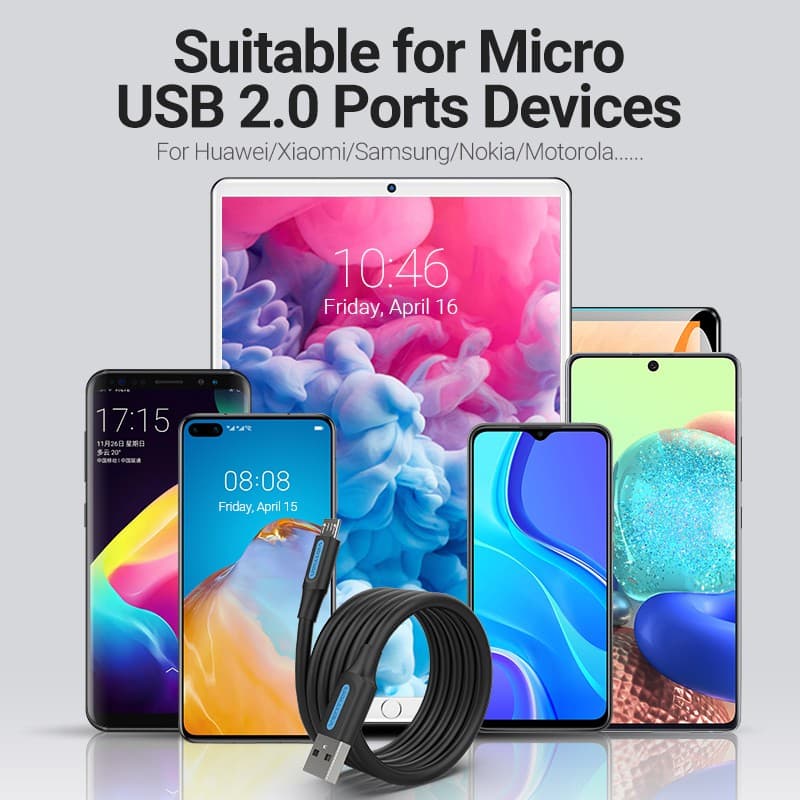 Vention สายชาร์จ Micro usb ชาร์จเร็ว 2A สาย Microusb สําหรับโทรศัพท์ Android สายชาร์จ Micro usb รูปที่ 3