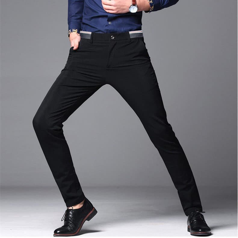 Ready Stock Mens Black Slacks Business Office อย่างเป็นทางการยืดกางเกงขายาวลําลอง Slimfit รูปที่ 3