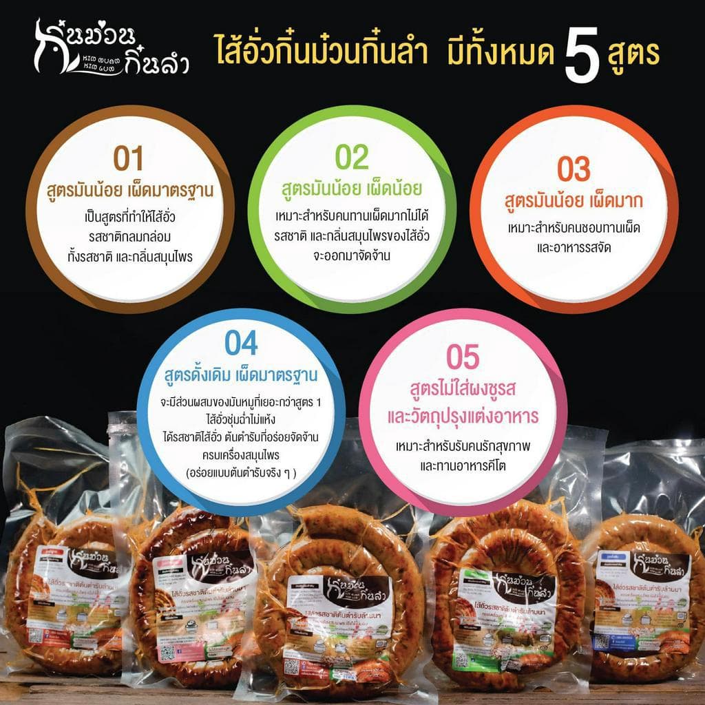 ไส้อั่วชุด 2แพ็ค ขนาด500กรัม/Pack สุดคุ้มประหยัดกว่า ไส้อั่วย่างเตาถ่านไม่ใส่สารกันบูด กิ๋นม่วนกิ๋นลำ หมูล้วน รูปที่ 1