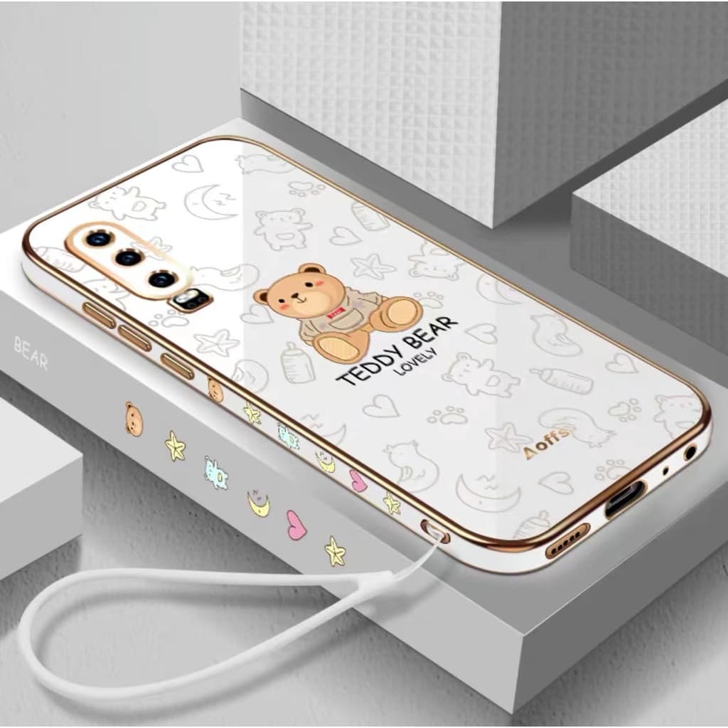 VIVO Y15s Y17 Y15 Y12 Y20 Y20S Y12s Y20S G Y50 Y30 Y30i V23E V23 5g Y51 Y31 Y51A Y53S V20 V20 2021 V21 5G Y76 ขอบตรง 90° Bear เคสโทรศัพท์เคลือบไฟฟ้า รูปที่ 5