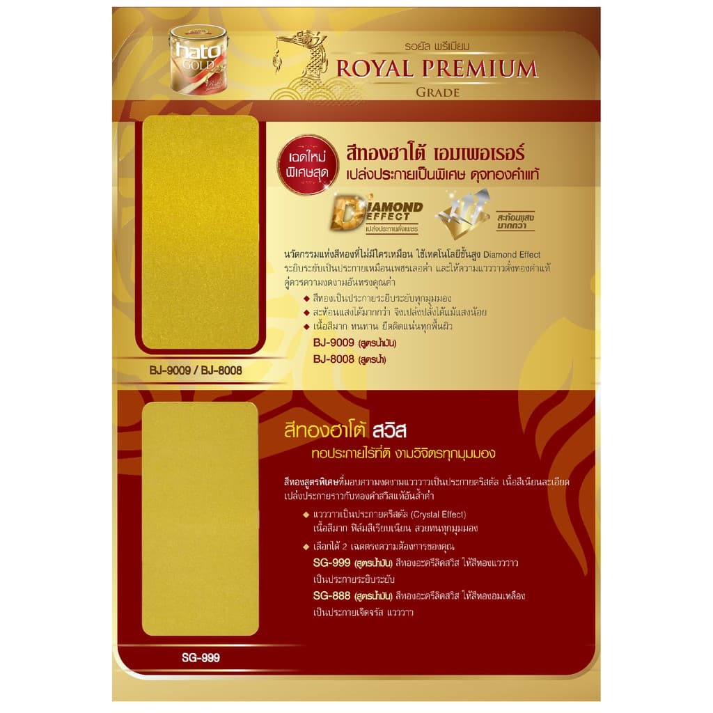 สีทองฮาโต้ สีทองสเปรย์ สเปรย์สีทอง Hato Gold G6000 G7000 G9000 G118 G031 G-6000 G-7000 G-9000 G-118 G-031 bonus รูปที่ 5