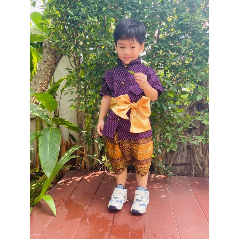 ชุดไทยเด็กผู้ชาย ชุดราชปะแตนเด็ก ชุดพี่หมื่นเด็ก FV32 รูปที่ 4