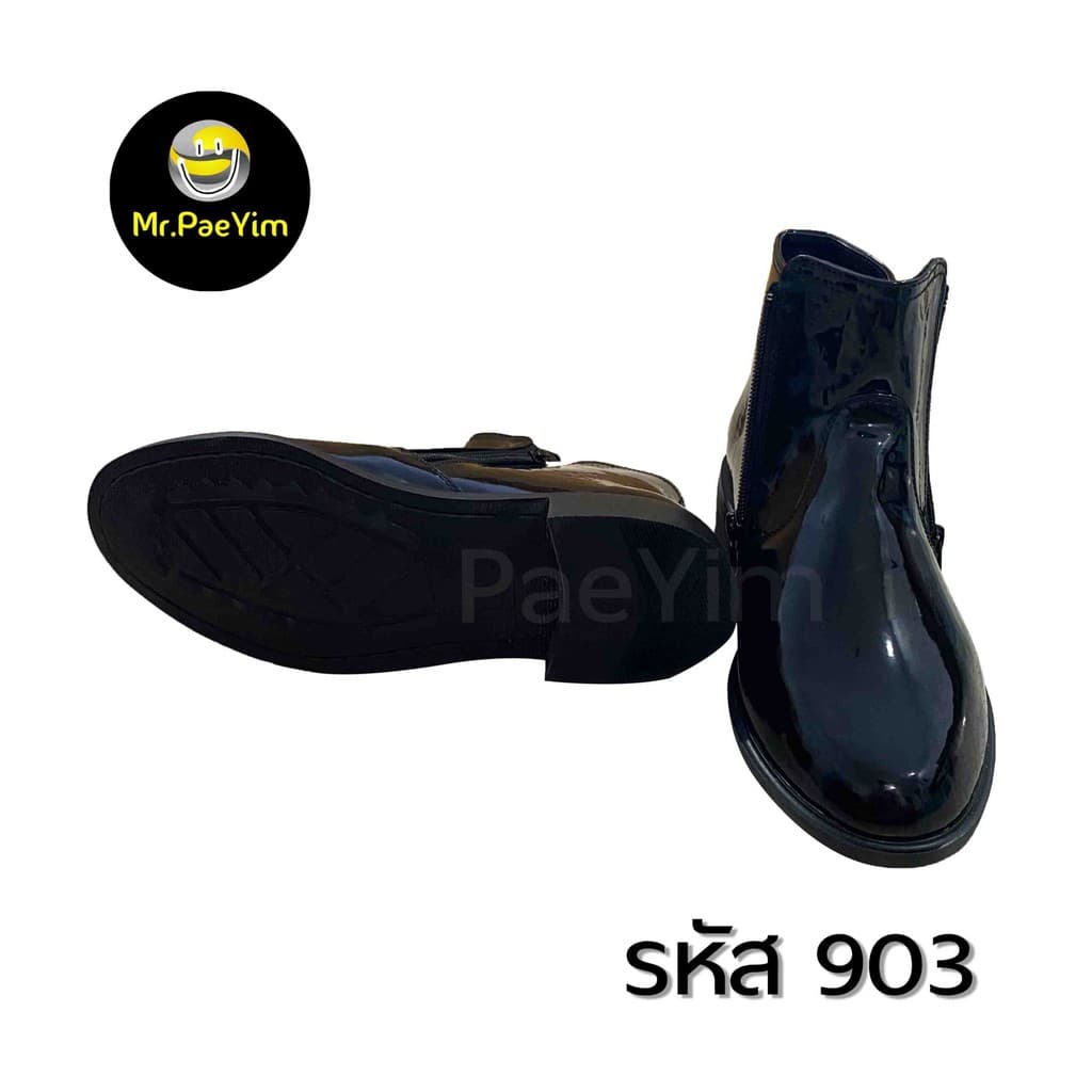 รองเท้าฮาร์ฟแก้ว PU ซิบคู่ หัวแหลม สูง 6.3 นิ้ว พื้นยาง แข็งแรง **สั่งเผื่อเพิ่มไซส์นึงจากปกติค่ะ** รูปที่ 7