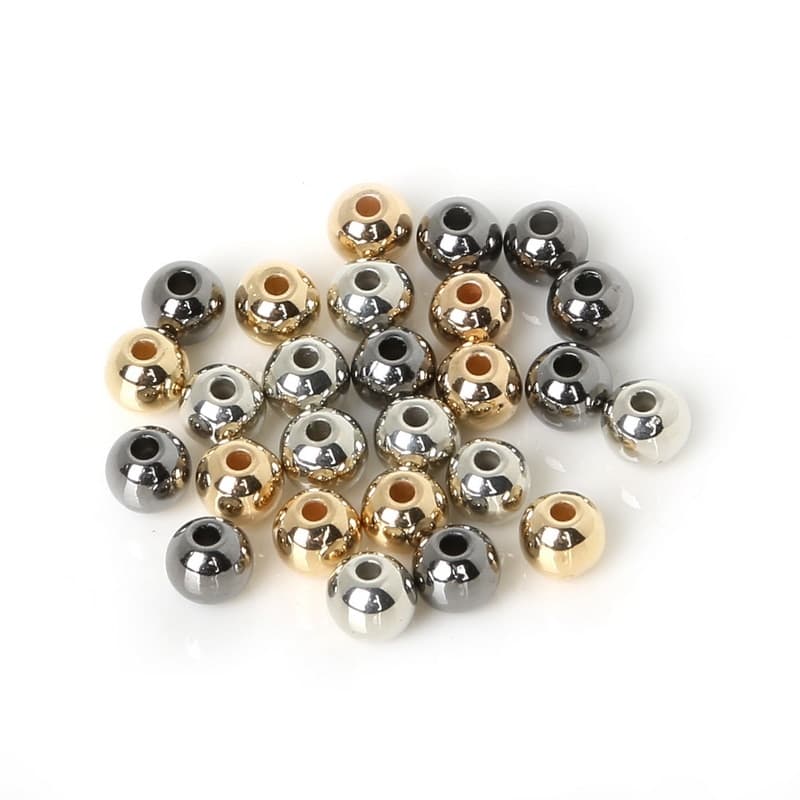 4 6 8 10 12 มม . 30-300 ชิ้น Gold / Gun - Metal Plated Ccb Round Seed Spacer ลูกปัดสําหรับทําเครื่องประดับ Diy Bse009 รูปที่ 8