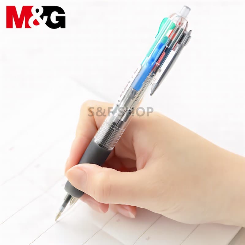 ปากกาลูกลื่นแบบกด M&G BP-8030 ปลอกยาง หมึก 4 สีในแท่งเดียว ขนาดเส้น 0.7mm #M&G #School #office รูปที่ 4