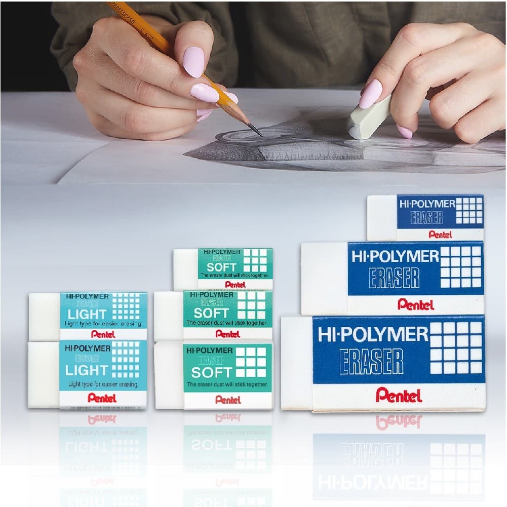 ยางลบ Pentel รุ่น Hi-Polymer ยางลบดินสอ เพนเทล PENTEL ZEH/ SOFT / LIGHT/ SLIM Eraser รูปที่ 2