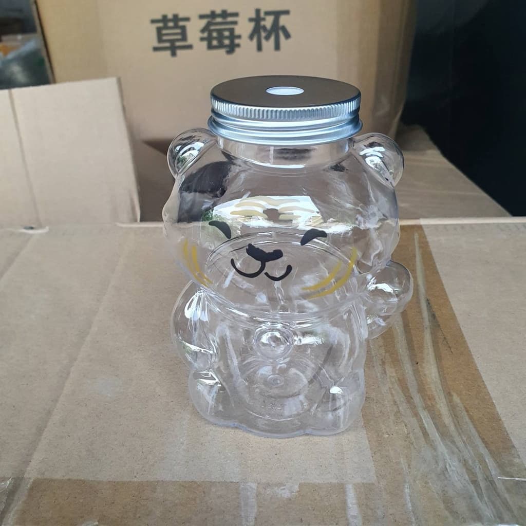 ขวดพลาสติกใส ทรงเสือ+ฝาอลูมิเนียม ขนาด500ml สไตล์เกาหลี ขวดใส่ชา กาแฟ ขวดชาไข่มุก โยเกิร์ต ขวดใส่ขนม ของชำร่วย รูปที่ 6