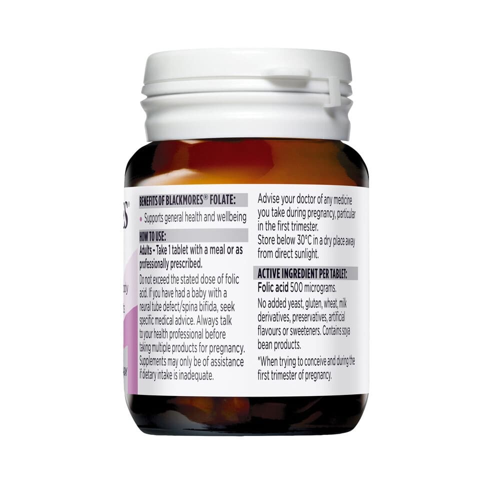 Blackmores Pregnancy Folate 500mg.90เม็ด แบล็คมอร์ส โฟเลท บำรุงสำหรับหญิงเตรียมตั้งครรภ์ ถึงหยุดให้นมบุตร ทานได้ 90 วัน รูปที่ 6