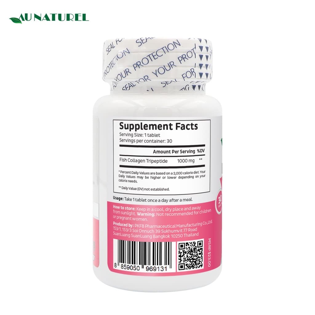 คอลลาเจนไตรเปปไทด์ 1000 มก. คอลลาเจนเม็ด AU NATUREL Collagen Tripeptide 1000 mg โอเนทิเรล ไตรเปปไทด์ รูปที่ 3