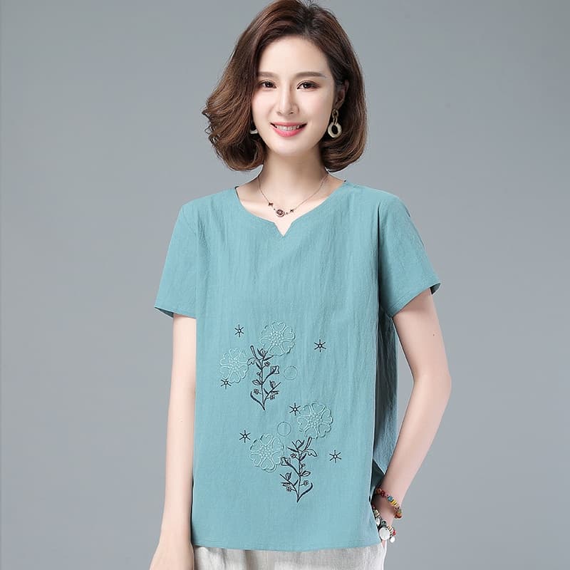 FBAShop เสื้อคอจีนปักลายดอกไม้แบบวินเทจสีสวยใส่สบายสาวๆวัยทำงานก็ใส่ได้น้า รูปที่ 5