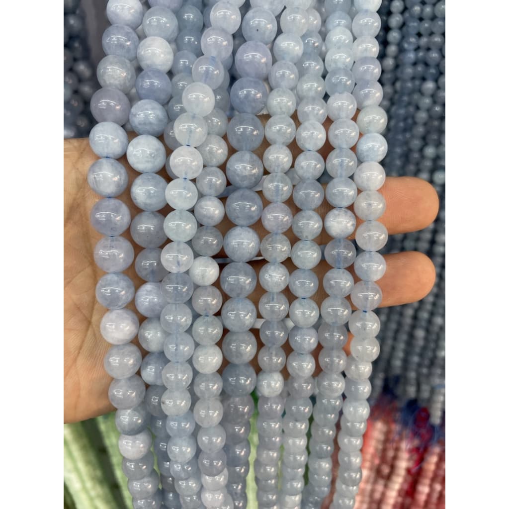 ลูกปัดหินอความารีนธรรมชาติ สีฟ้า 4 6 8 10 12 มม. สําหรับทําเครื่องประดับ สร้อยข้อมือ Diy รูปที่ 8