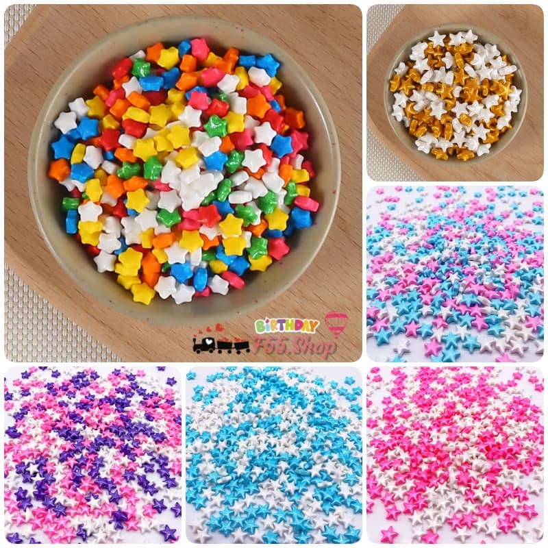 แบ่งขาย เม็ดน้ำตาล Sprinkles เม็ดน้ำตาลตกแต่งรูปดาว // สินค้า นะคะ รูปที่ 2
