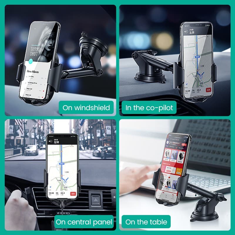 UGREEN ที่วางโทรศัพท์ในรถยนต์ ยืดหดได้ ขาตั้งแรงโน้มถ่วงในรถยนต์ ถ้วยดูด Suction Cup ติดแน่น ถอดเปลี่ยนง่าย สําหรับ IPhone Samsung Huawei Oppo Vivo Xiao Mi รูปที่ 2