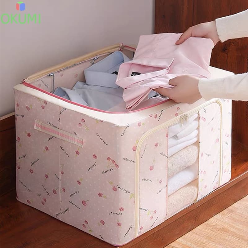 OKUMI_SHOP กล่องผ้าพับได้ กล่องเอนกประสงค์ ใส่ของ อุปกรณ์จัดเก็บเสื้อผ้า ผ้าห่ม รูปที่ 4