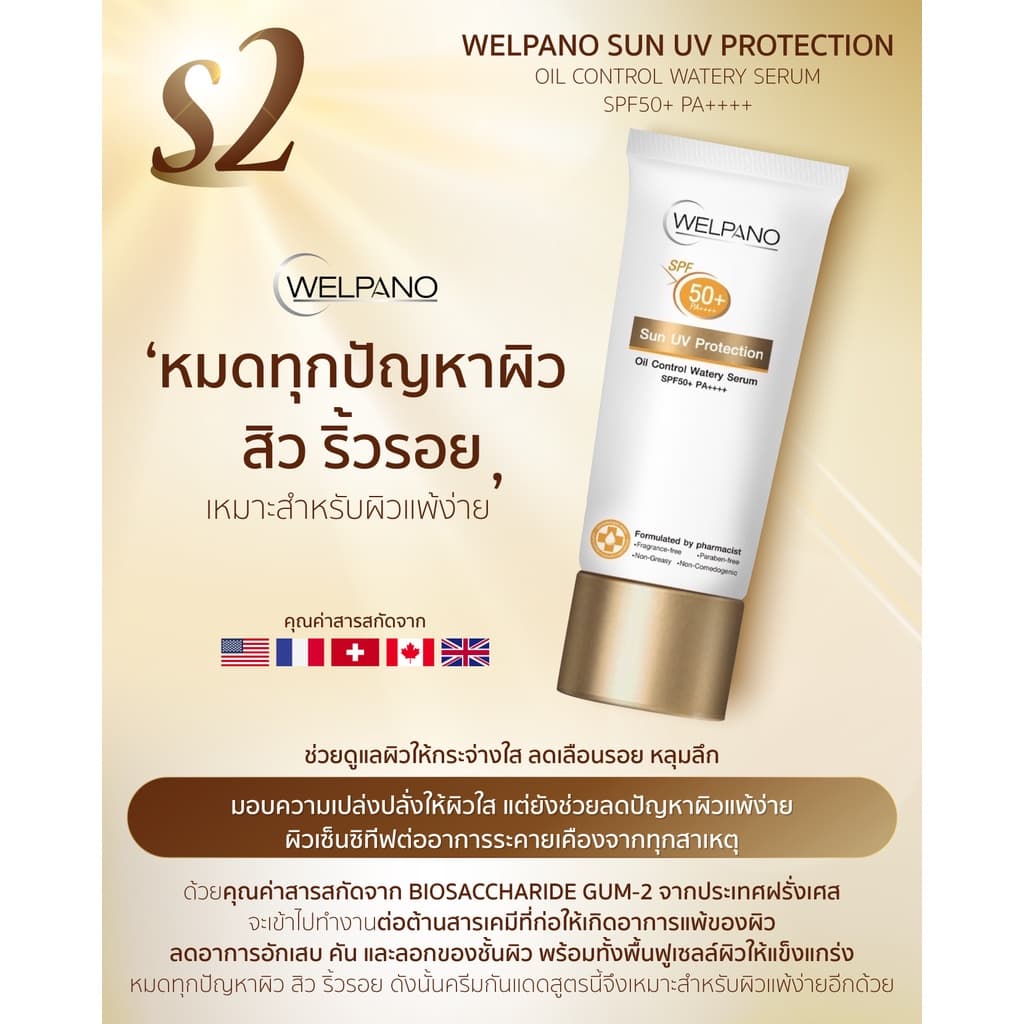 Welpano Sun UV Protection Oil Control Watery Serum SPF50+ PA++++ รูปที่ 3