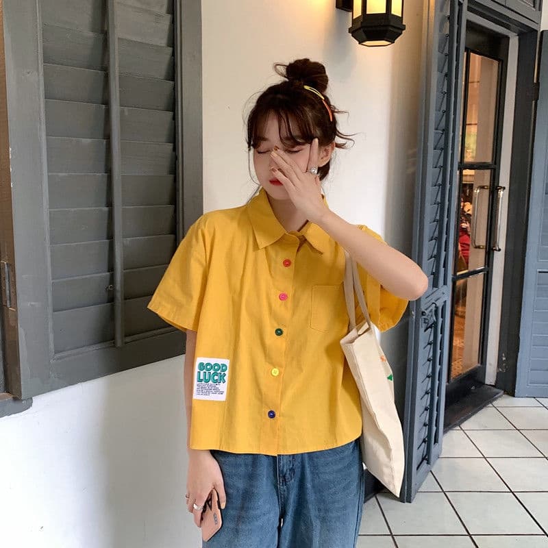Wangda girlsเสื้อสไตล์หวาน เสื้อเชิ้ตเกาหลีทรงหลวม รูปที่ 8